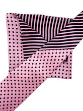 Load image into Gallery viewer, Light Pink with Black Polka Dot Necktie & Double Panel Pocket Square Set