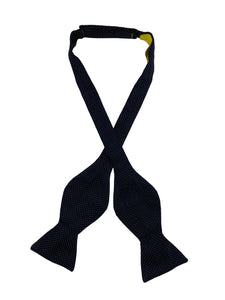 Black & White Woven Pindot Self Bow Tie
