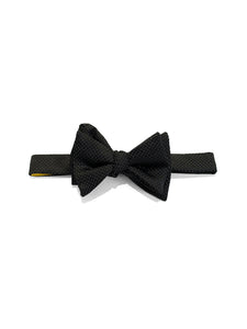 Black & White Woven Pindot Self Bow Tie
