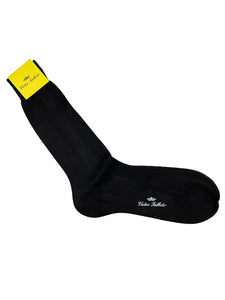 Black 100% Silk Mid Calf Sock