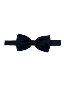 Black Vertical Pleated Silk Bow Tie & Solid Pocket Square Set